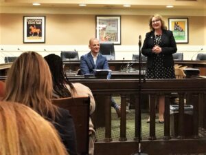 Asm Reyes Speaking at the legislative briefing.