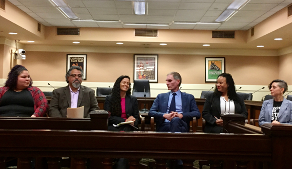 Asms. McCarty and Reyes sit with Early Edge executive director Patricia Lozano at a legislative briefing about Early Edge’s 2019 Early Learning Tour to Illinois.