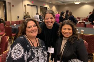 Celia Gomez with fellow educators (l-r) TK teacher Paula Merrigan and Nanette Rincon-Ksido of SEIU