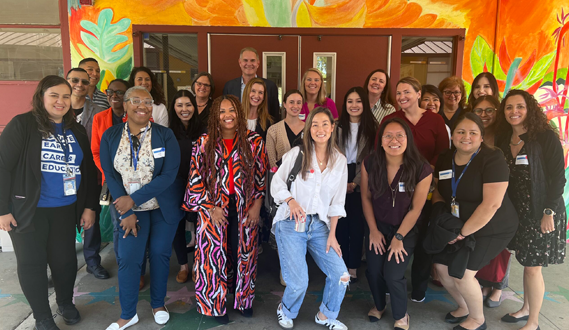 The Early Edge team poses for a pic at an educational tour of the Cesar Chavez Learning Center