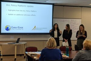Early Edge executive director Patrica Lozano presents at the meeting.