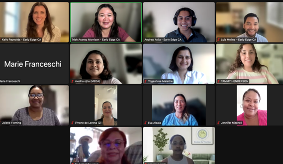 A screenshot of attendees on the first Community of Practice virtual meeting.
