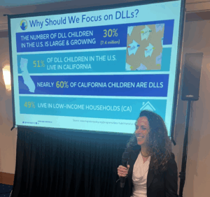 Early Edge’s Executive Director Patricia Lozano presenting at the 2024 World Forum.