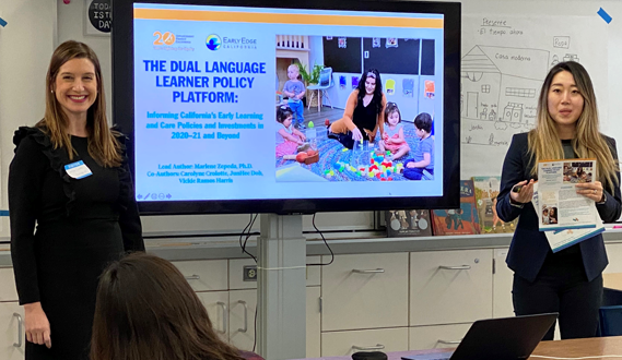 Two Early Edge staffmembers present the new DLL Policy Platform.