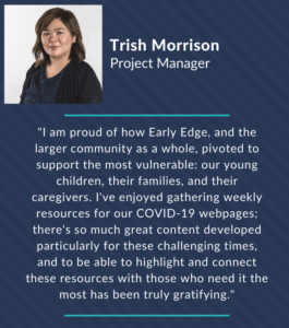 A year-in-review quote from Trish Morrison, Project Manager.