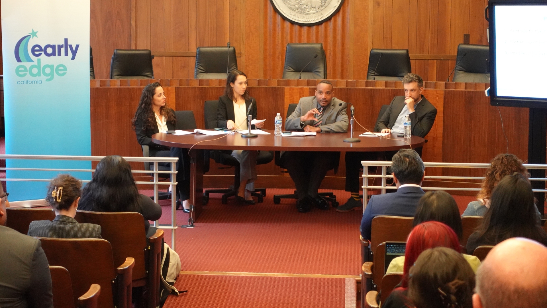 Presenters answer questions at the TK Payoff Meeting in Sacramento